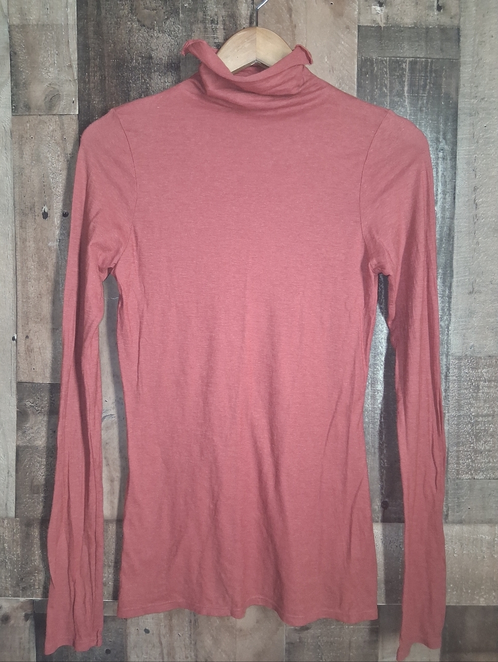 Groceries Apparel Organic Cotton Mock Neck Long Sleeve Top Tee Size Small Orange